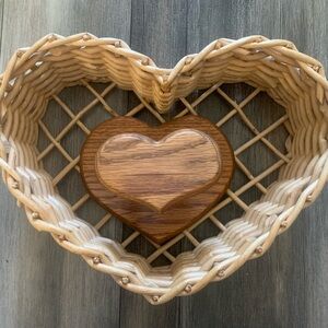 Wooden Heart Basket and Wall Decor in Honey Oak